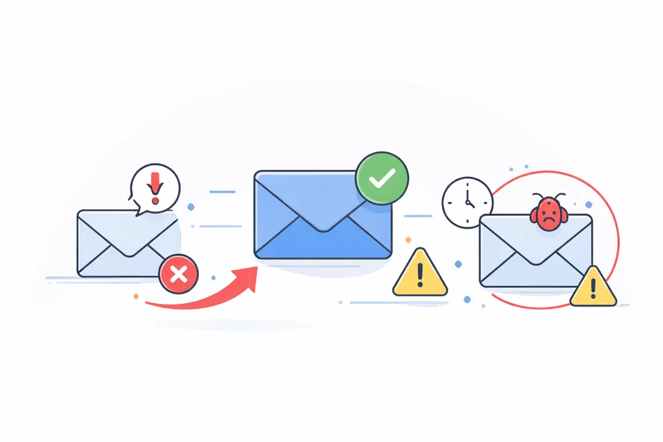 diagram zobrazující rozdíl mezi hard bounce, soft bounce a spam v e-mailové doručitelnosti