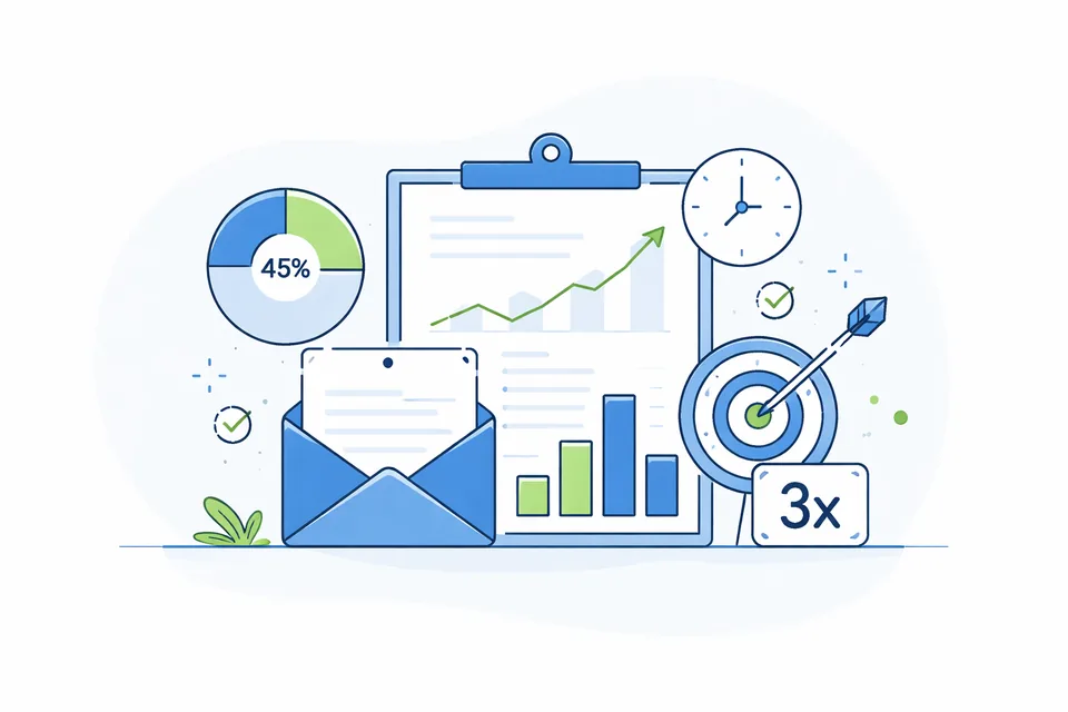 diagram zobrazující statistiky kampaní: otevření, proklik a CTOR